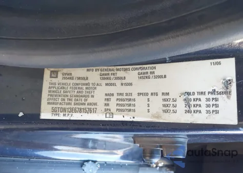 2007 Hummer H3 Suv z USA, uszkodzony, nr VIN 5GTDN13E678157617